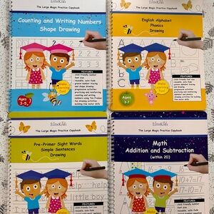 Kids Practice Copybooks - Blue, Yellow, Green, Purple Covers